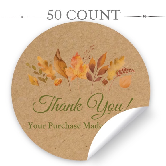 SellersMerch Other - Autumn Fall Thank You Sticker Label